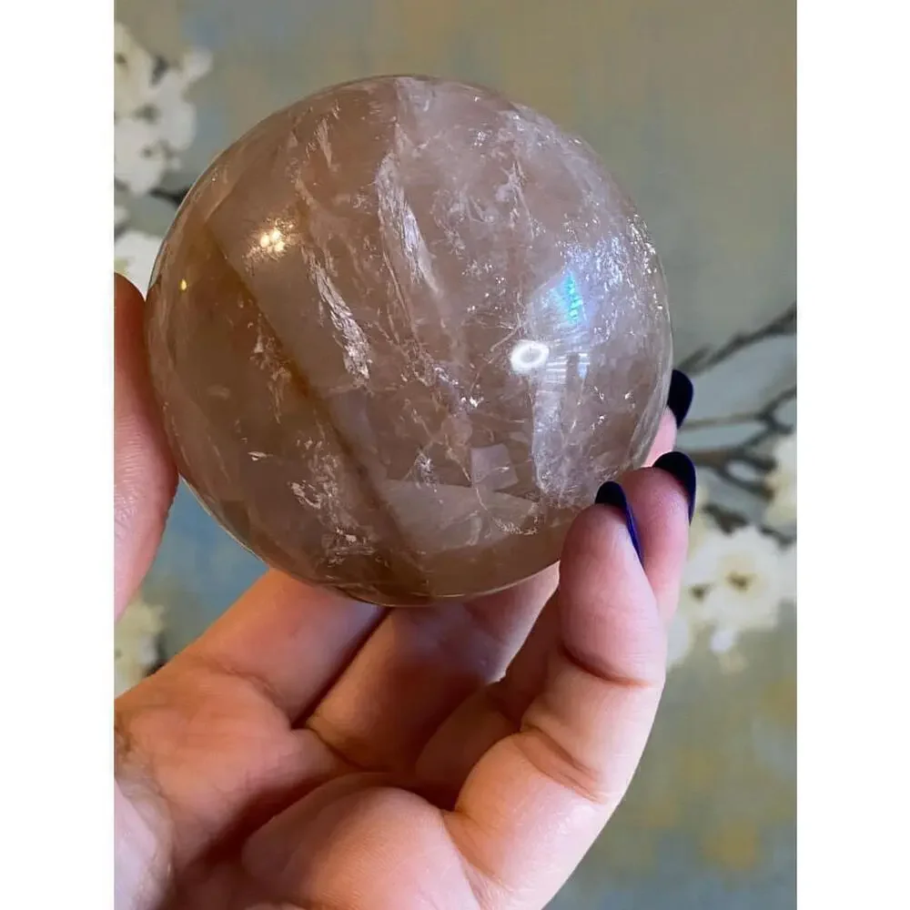 Large hematoid fire quartz sphere